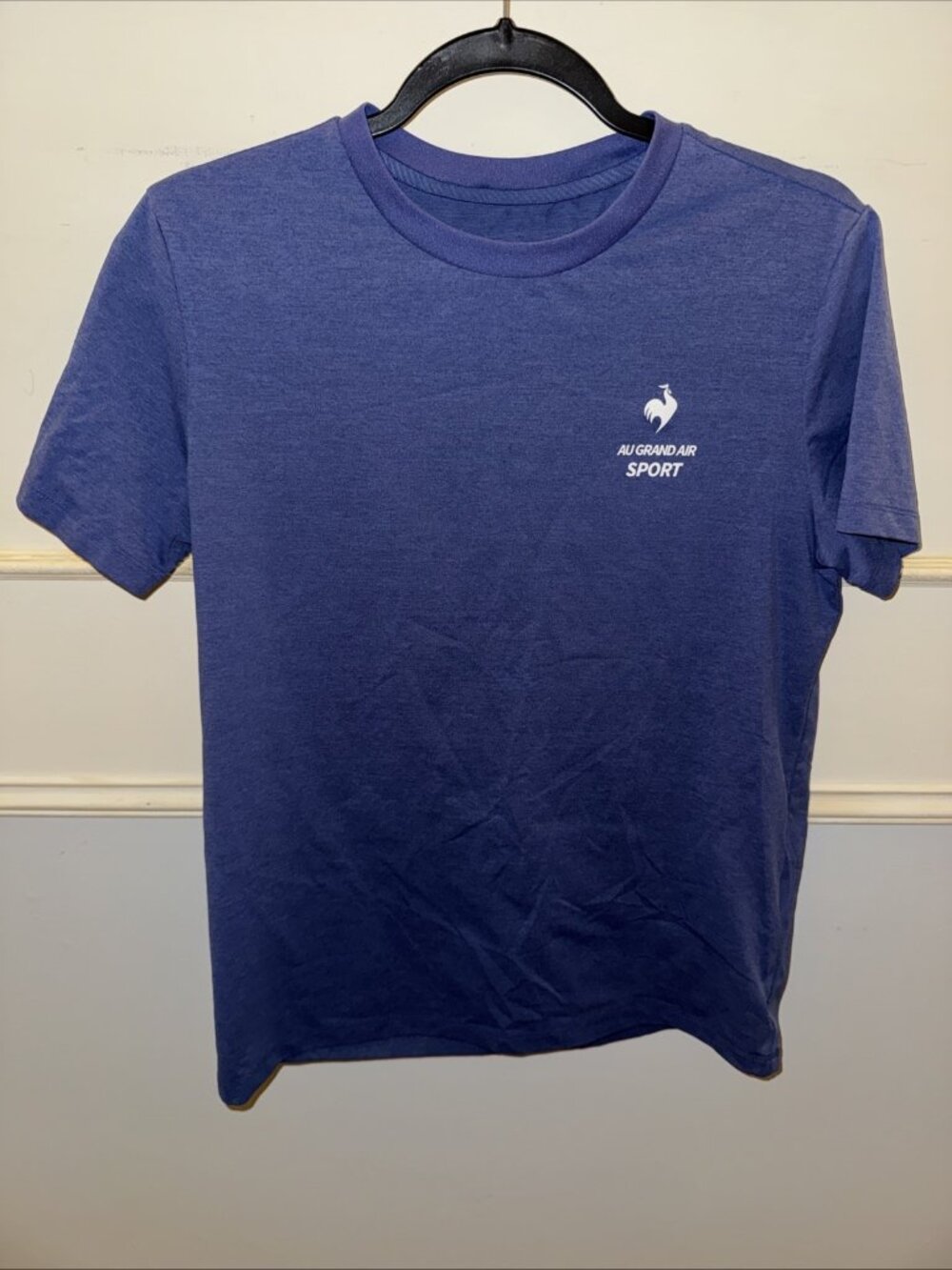 Vintage Le Coq Sportif Purple Medium Athletic T-Shirt “Au Grand Air Sport